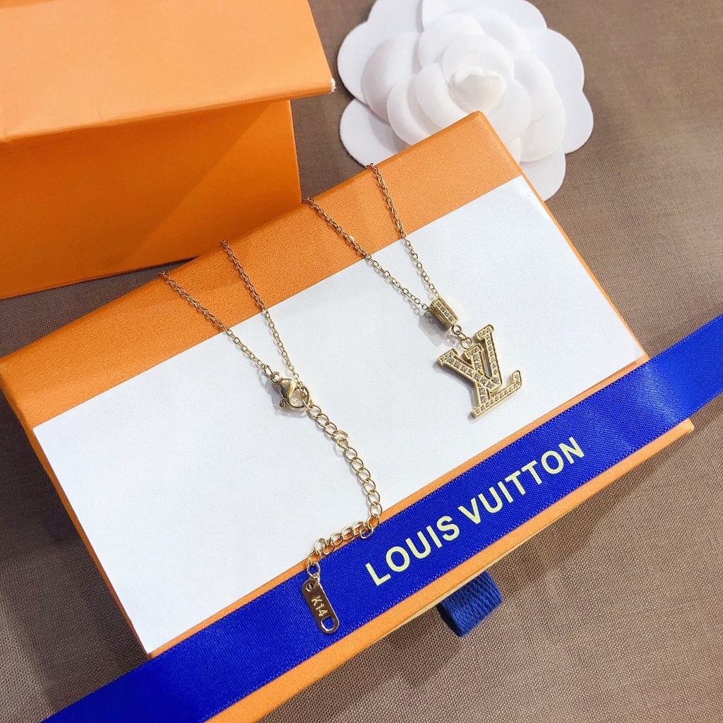 Vòng cổ Thép Titan Họa Tiết lv louis vuitton Thanh Lịch Cho Nam Và Nữ