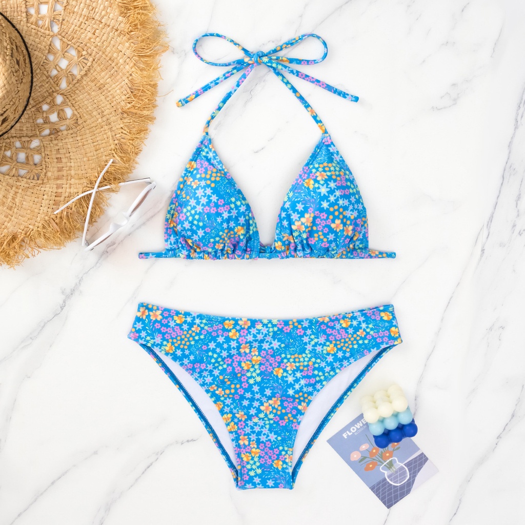 Bộ Đồ Bơi Bikini Tam Giác Hai Dây Hở Lưng Phong Cách Âu Mỹ 2023 Cho Nữ
