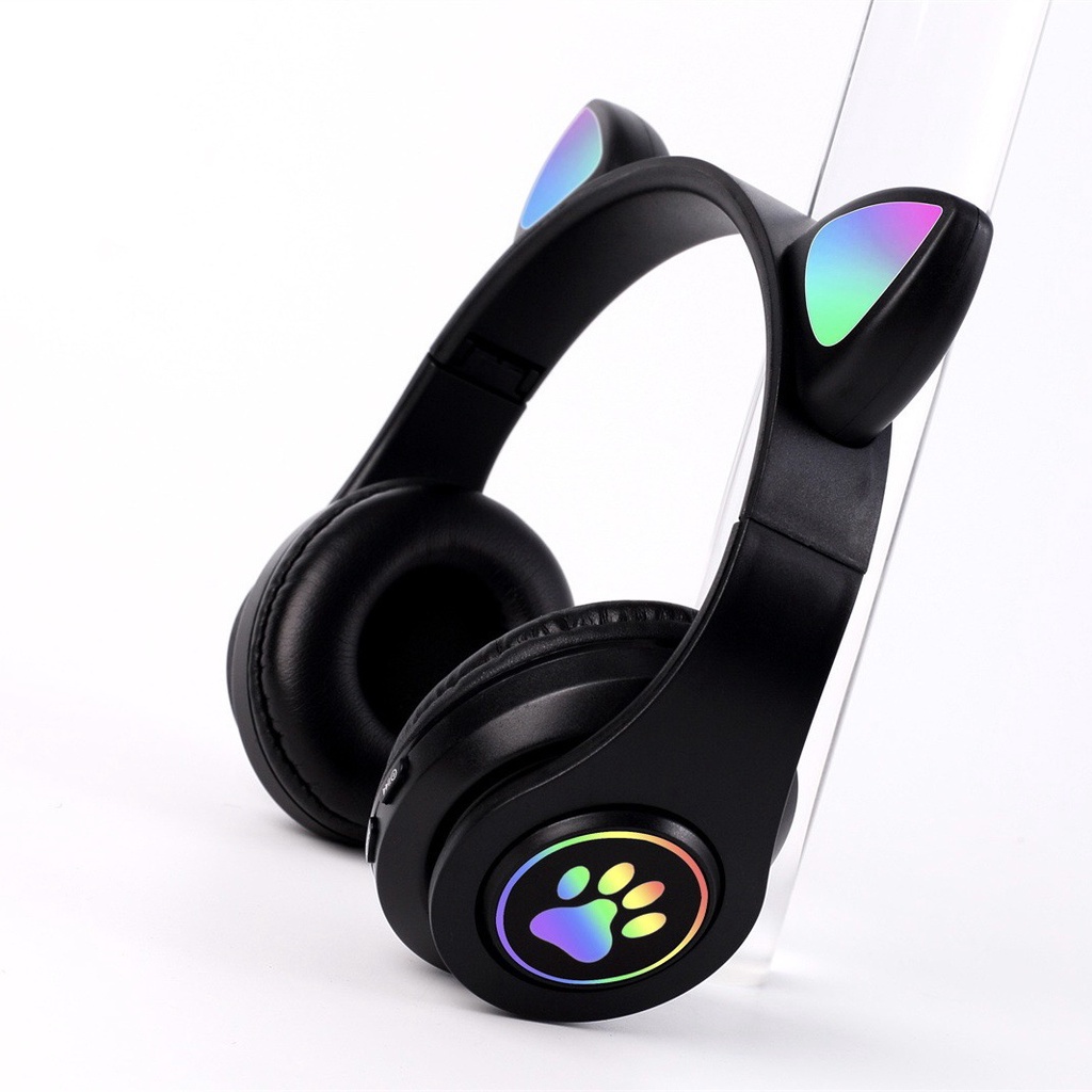 Tai Nghe Bluetooth Không Dây B39 Có Đèn LED Hình Tai Mèo Dễ Thương