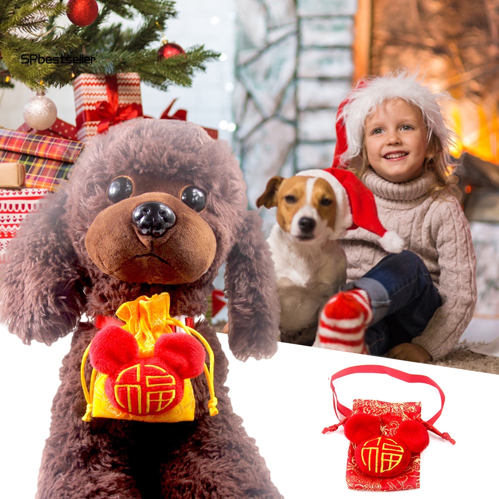 Vòng Cổ May Mắn Hình Nhân Vật Fu Điều Chỉnh Được Thiết Kế Nhân Vật May Mắn Cho Chó Mèo Năm Mới