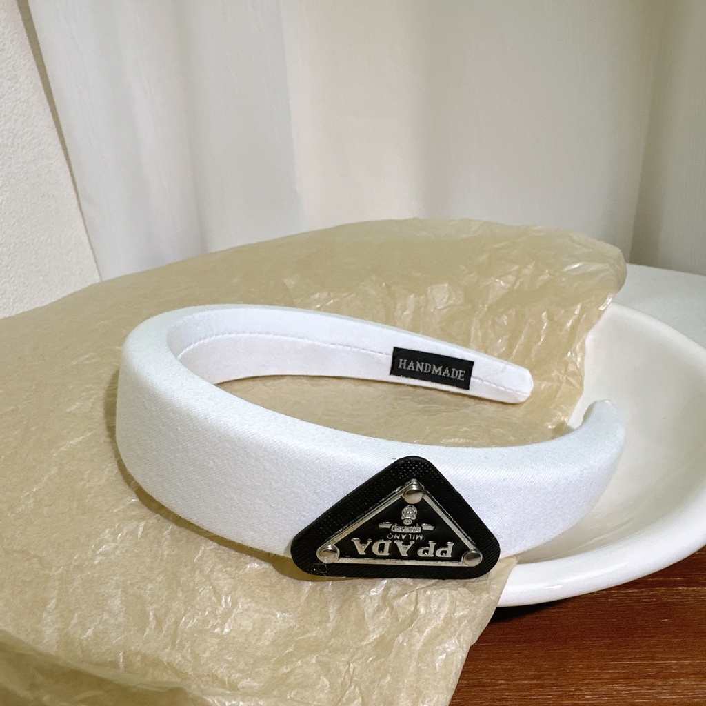 Băng Đô Vải Hình Tam Giác Màu Trắng Đen Thanh Lịch