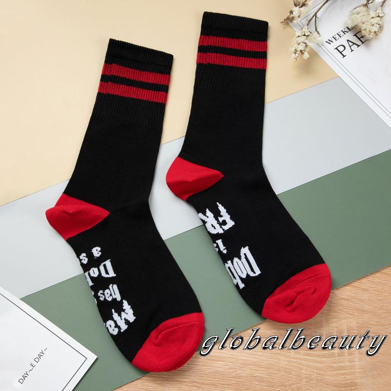 Tất Giữ Nhiệt Kẻ Sọc In Chữ Thời Trang Thoáng Khí