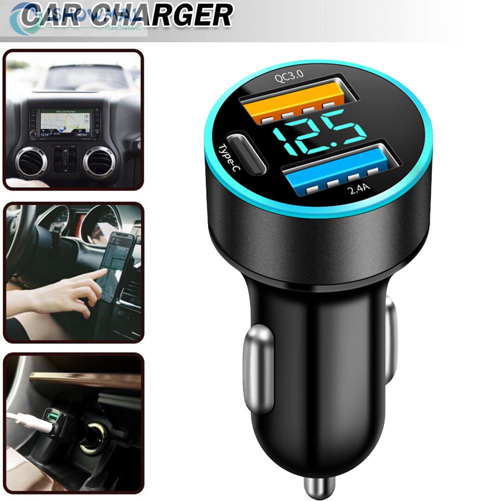 Bộ Sạc Điện Thoại Nhanh 3 Cổng Usb Type-C Chất Lượng Cao Cho Xe Hơi