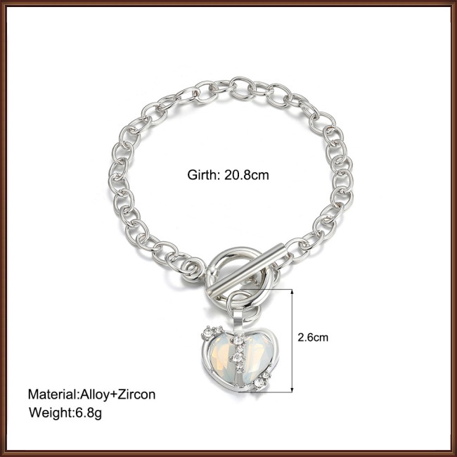 Vòng Tay Đính Đá Zircon Hình Trái Tim Sang Trọng Cho Nữ