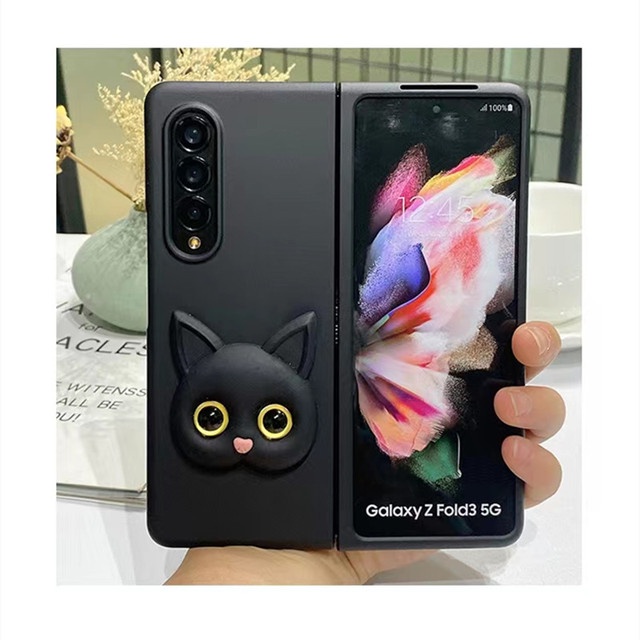 Thời Trang Ốp Điện Thoại Cứng Mặt Nhám In Hình Mèo Hoạt Hình Dễ Thương Cho samsung galaxy z fold 5 4 3 fold5 fold4 5g