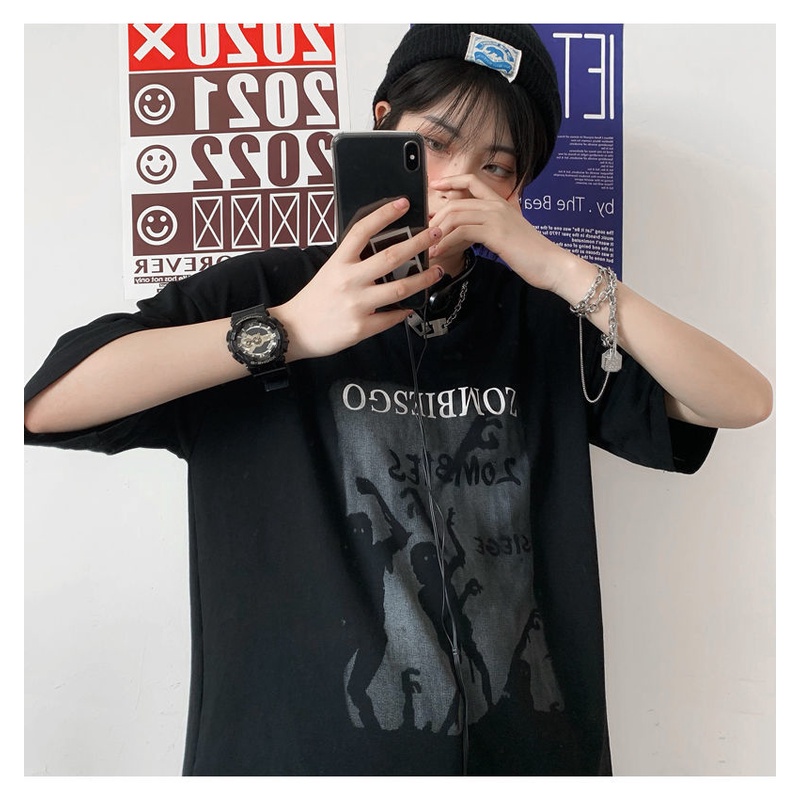 Áo Thun Tay Ngắn Cổ Tròn In Hình Thời Trang Mùa Hè Hàn Quốc Mới 2023 Dành Cho Nam Nữ