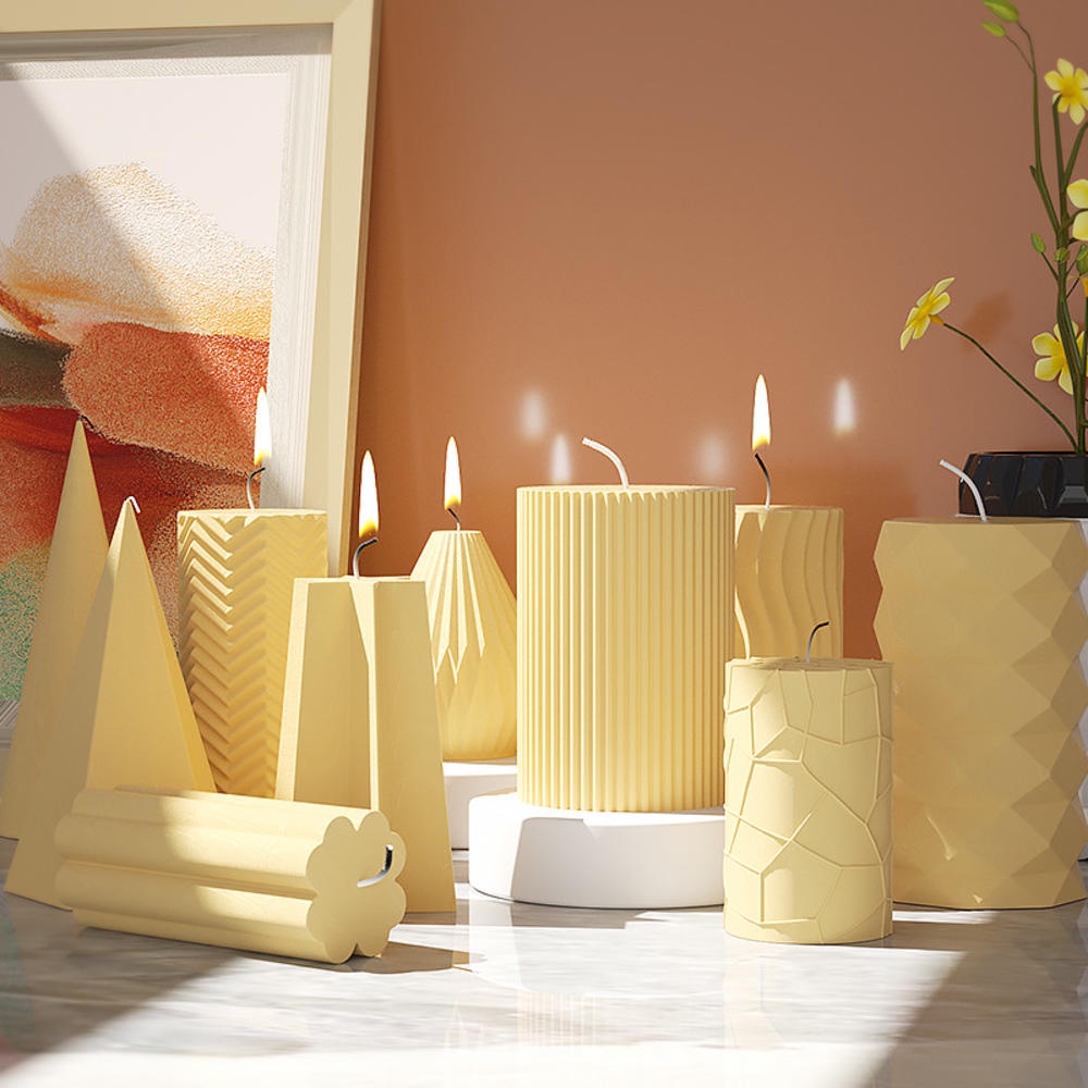 Khuôn Silicone Làm Nến Hình Trụ Tam Giác Gấp Được 12 Hình Dạng
