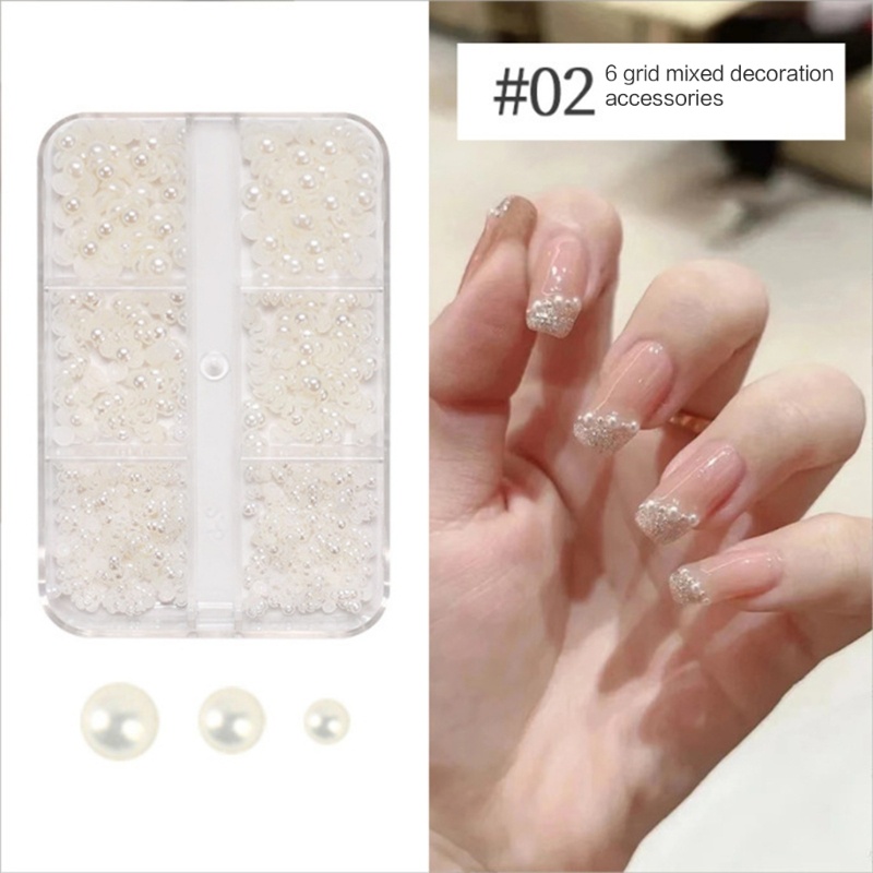 Sa Set Hạt Đá Ngọc Trai Đính Móng Tay Sang Trọng
