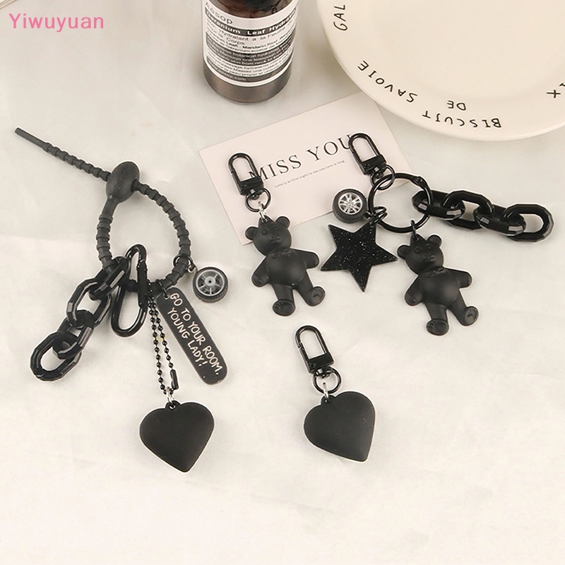 < Yiwuyuan > Móc Chìa Khóa Hình Trái Tim Gấu Thắt Nơ Hoạt Hình Trang Trí Ba Lô Xe Hơi Ch