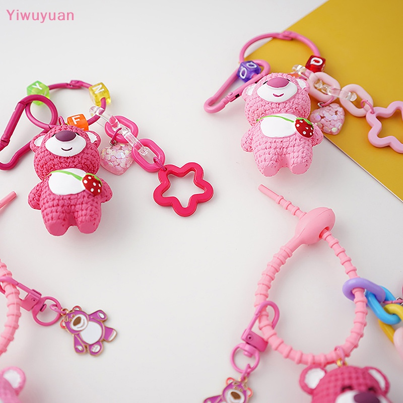 < Yiwuyuan > Móc Khóa Hình Gấu Dâu Tây Hoạt Hình Đáng Yêu Cho Nữ