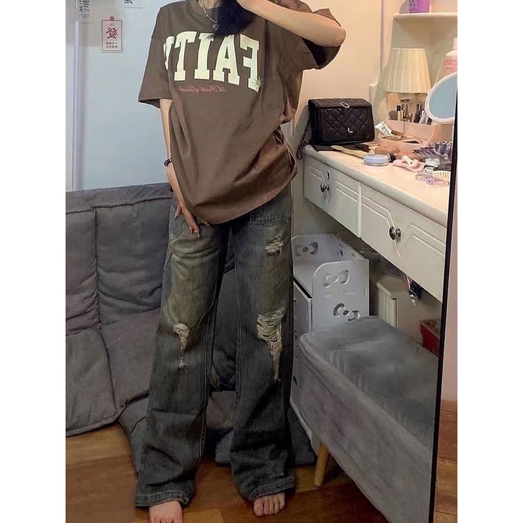 COWGIRL  quần ống rộng quần nữ jean phong cách Retro Ống Rộng siêu đẹp 2023 MỚI Phong cách Thanh lịch High quality Thoải mái A27L078 36Z230909