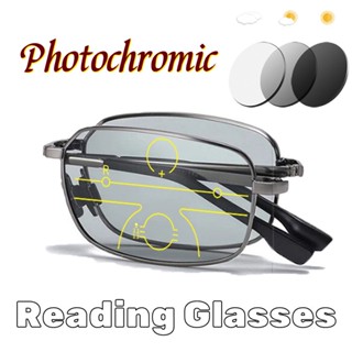 Photochromic Gấp Kính Đọc Sách Nam Nữ Chống Ánh Sáng Xanh Kính Mắt Đa Tiêu Di Động Tiến Bộ Lão Thị Kính Mắt