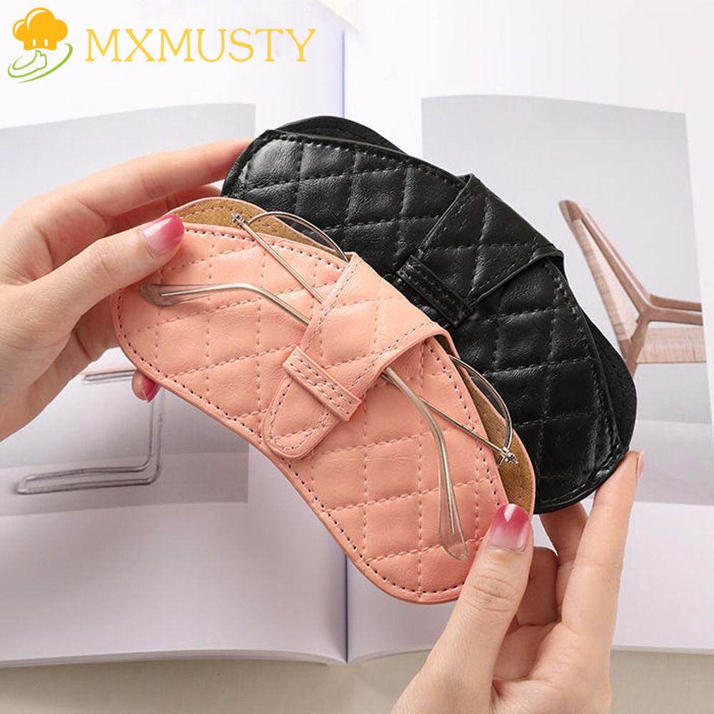 Hộp Đựng Mắt Kính Cầm Tay Bằng Da PU Họa Tiết Kẻ Sọc Cho Nữ Giá Đỡ