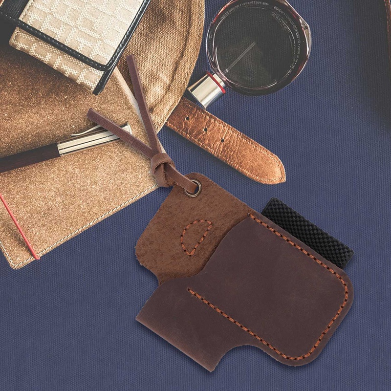 Vỏ bọc da thủ công Gấp Giá đỡ đèn pin EDC Tool Brown