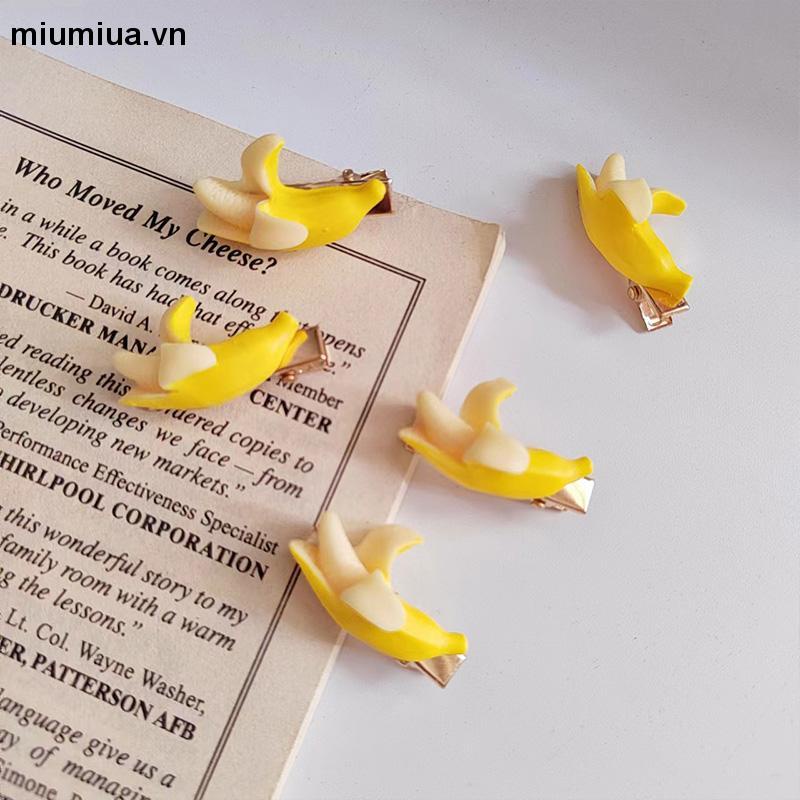 miumiuaKẹp Tóc Hình Quả Chuối Dễ Thương Sáng Tạo Vui Nhộn Cho Bé Gái