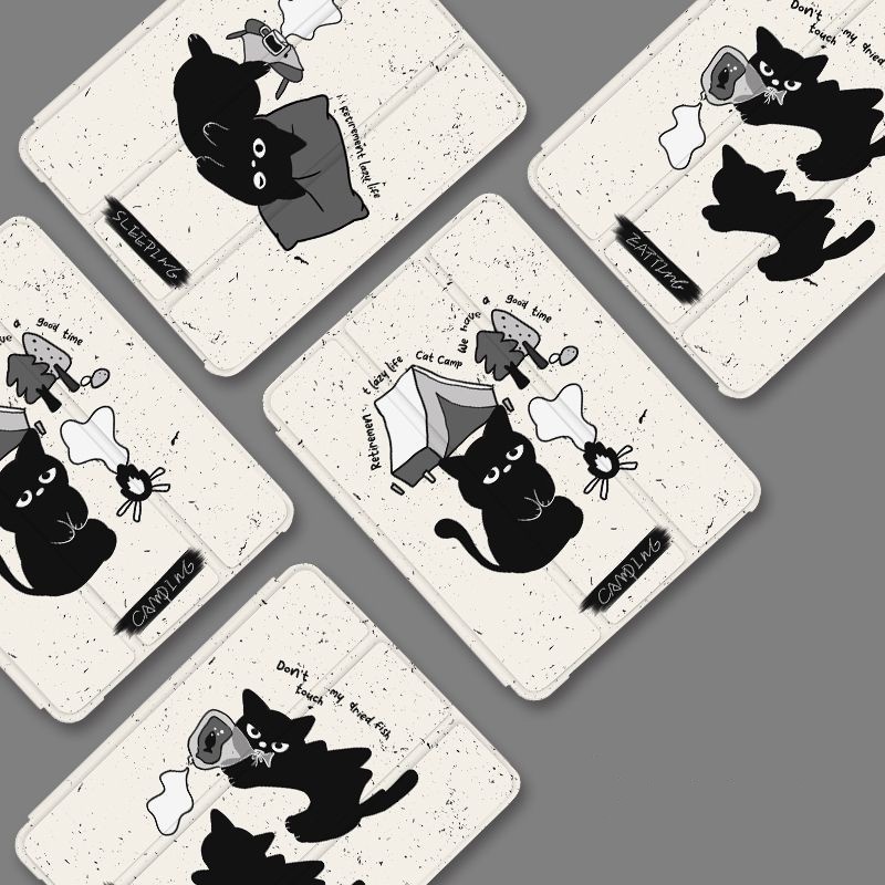 Ốp Máy Tính Bảng Mềm Họa Tiết Mèo Hoạt Hình Dễ Thương Có Ngăn Đựng Bút Cho iPad Gen10 7 / 8 / 9 Air4 Air5 Pro11 Pro12.9 mini6