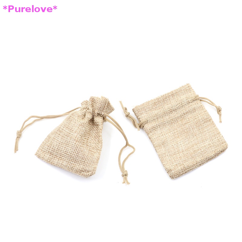 Set 10 Túi Dây Rút Vải Bố Nhỏ Xinh Trang Trí Tiệc Cưới Mới