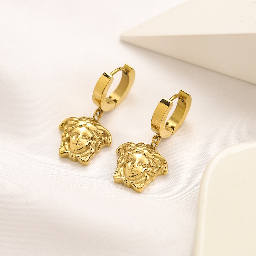 VERSACE Bông Tai Chữ V Bằng Thép Titan Thời Trang