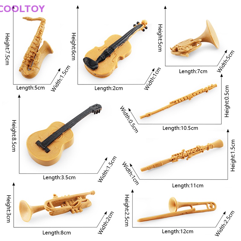 Set 8 Mô Hình Đồ Chơi Đàn Ghita / Violin Mini Bằng PVC Cho Bé