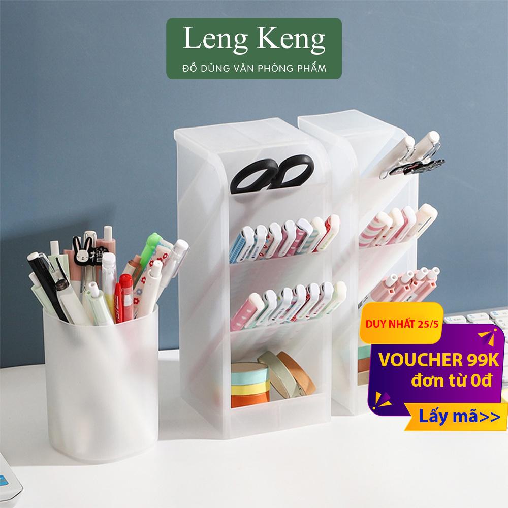 Kệ đựng bút văn phòng phẩm LENG KENG ống 4 ngăn basic OB05