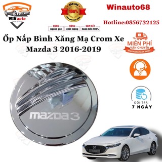 Ốp nắp bình xăng xe mazda 3, mazda3 đời 2016- 2017 2018 2019 mạ crom cao cấp