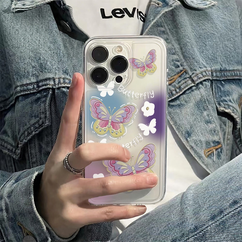 ✅Ốp Điện Thoại Mềm Chống Sốc Họa Tiết Bướm Đơn Giản Cho iPhone1213 14pro78max 116Inch QD8X