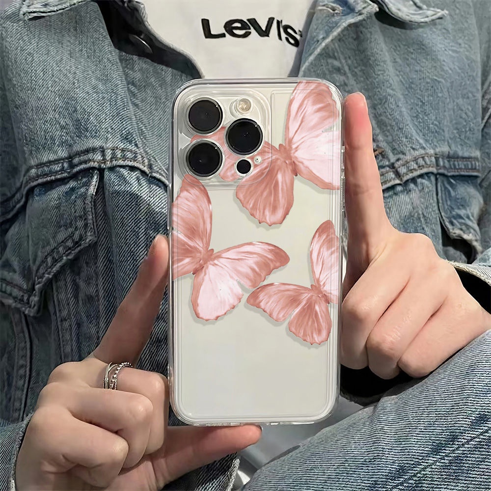 ✅Ốp Điện Thoại Mềm Chống Sốc Hình Bướm Hồng Cho Iphone 116In 13iPhone1214pro maxplus78 VJG1