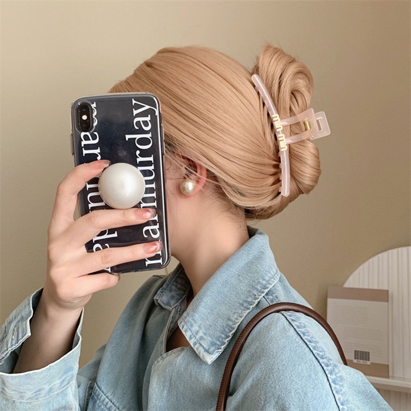 Kẹp Tóc Dài 12CM Bằng Acrylic Trong Suốt In Chữ Phong Cách Retro Ngọt Ngào Cho Nữ