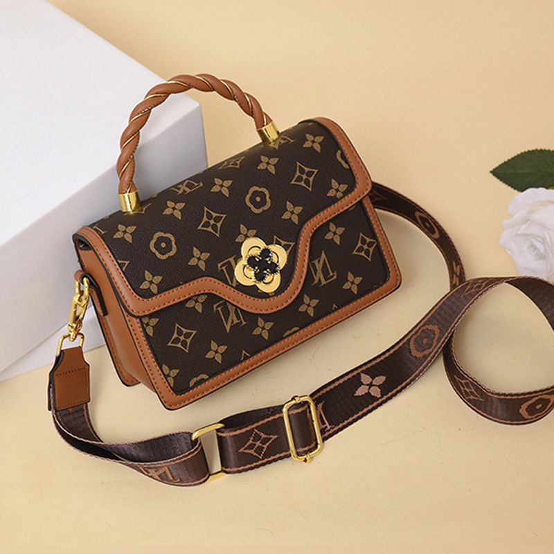 Túi Đeo Chéo Vuông Nhỏ In Họa Tiết Hình Học Màu Sắc Tương Phản Phong Cách Cổ Điển Thời Trang Cho Nữ