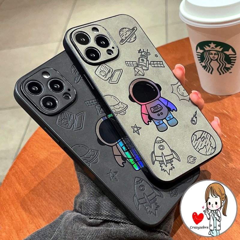 Ốp Điện Thoại Da PU Hình Phi Hành Gia Cho IPhone 14 13 12 11 Pro Max 14Plus X XS XR XSMAX 7 8 + plus