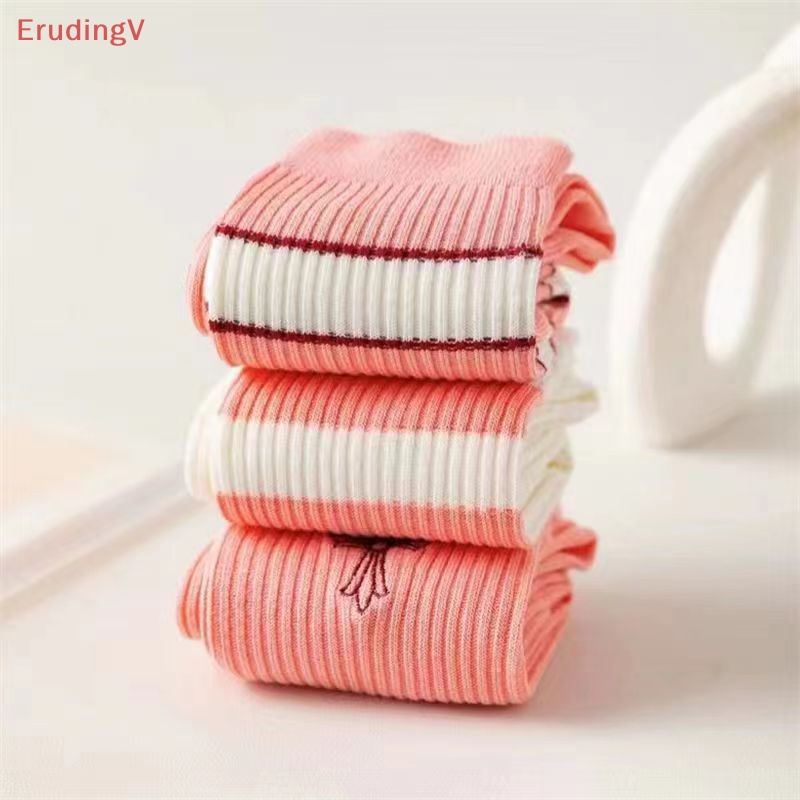 [ErudingV] 1 Đôi Tất Ống Ngang Bắp Chân Mỏng Kẻ Sọc Ngang Màu Hồng Thời Trang Mùa Hè Dành Cho Bạn Nữ [Mới]