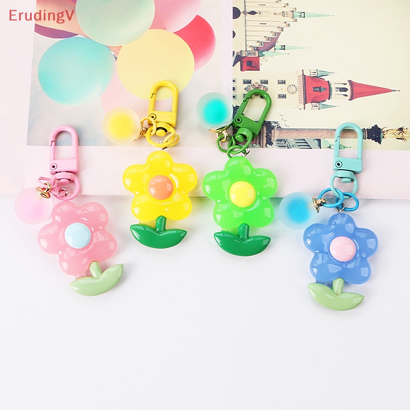 [ErudingV] Móc Khóa Bóng Tròn Hình Hoa Dễ Thương Trang Trí Ba Lô / Túi Xách [Mới]