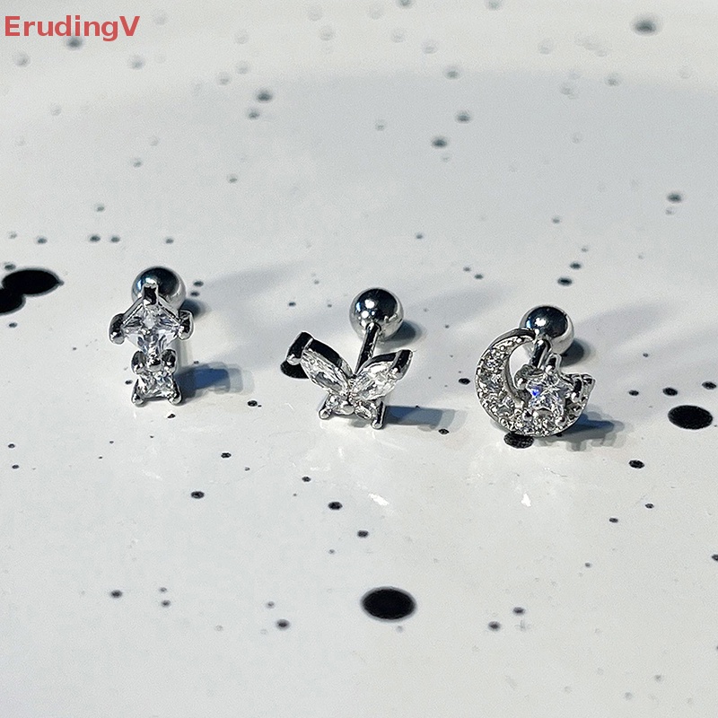 1 Khuyên Tai Hình Trái Tim Đính Đá Zircon Màu Hồng Bằng Thép Không Gỉ Dễ Thương Dành Cho Bạn Nữ