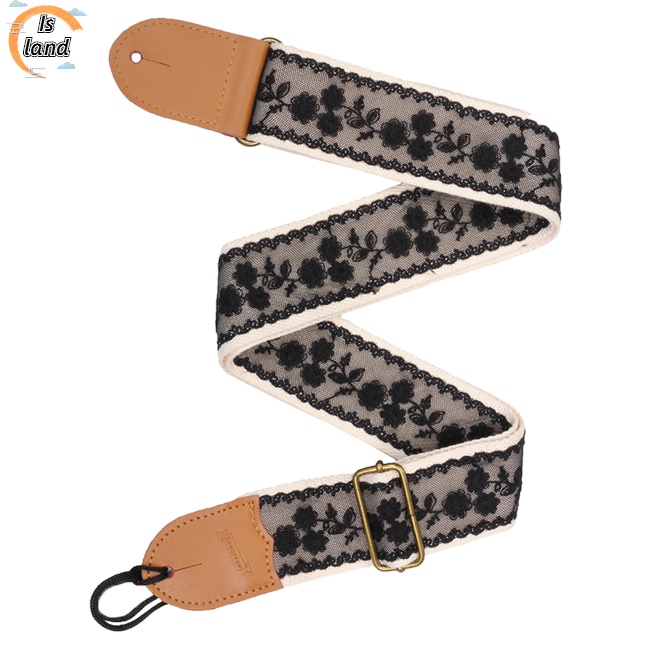 Dây Đeo Vai Họa Tiết Ren Vintage Kèm Miếng Gảy Cho Đàn Guitar Bass Điện Acoustic