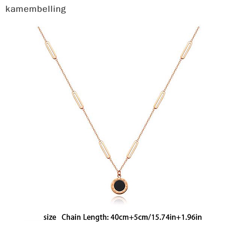 Vòng cổ Hai Mặt Hình Tròn Bằng Thép Titan Màu Trắng Đen Thời Trang Cho Nữ