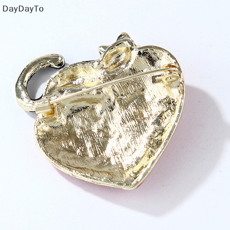 Trâm Cài Áo Hình Chú Mèo Lười Trái Tim Tráng Men Thời Trang Cho Nữ