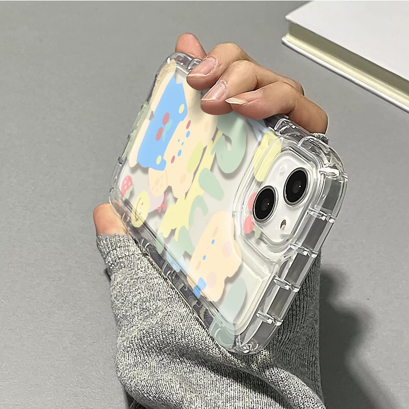 Ốp Điện Thoại Silicon TPU Mềm Trong Suốt Chống Sốc In Hình Gấu Cho IPhone 14 13 11 12 Pro XS Max X XR 7 + 8 Plus