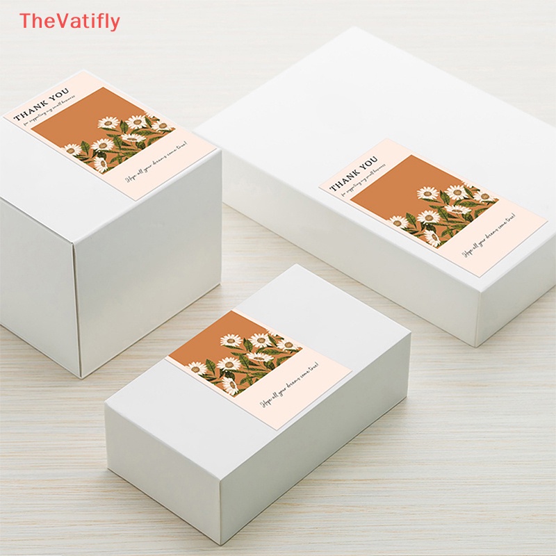 Set 50 Miếng Dán Niêm Phong Bao Bì In Chữ Thank You Và Hoa Độc Đáo Tiện Dụng