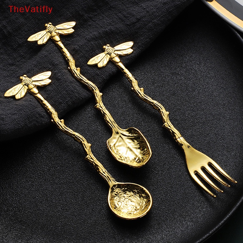 [Thevalifly] Nĩa Ăn Trái Cây / Bánh Ngọt Hình Chuồn Chuồn / Cành Sao Biển Bằng Hợp Kim Cổ Điển Làm Quà Tặ