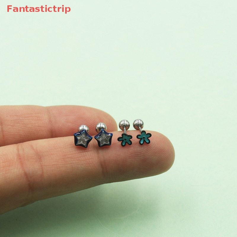 1 Đôi Bông Tai Hình Hoa Và Ngôi Sao Đính Đá Zircon Dễ Thương Thời Trang Cho Nữ