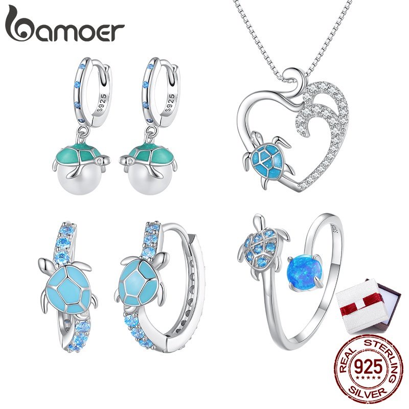 Bamoer Set Trang Sức Bạc 925 Hình Rùa Thời Trang Cho Nữ