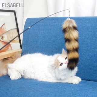 Elsabell Plush Funny Cat Stick Có thể thu vào Đầu có thay thế Cứu trợ Chán nản Kitten Teaser Wand cho Trong nhà