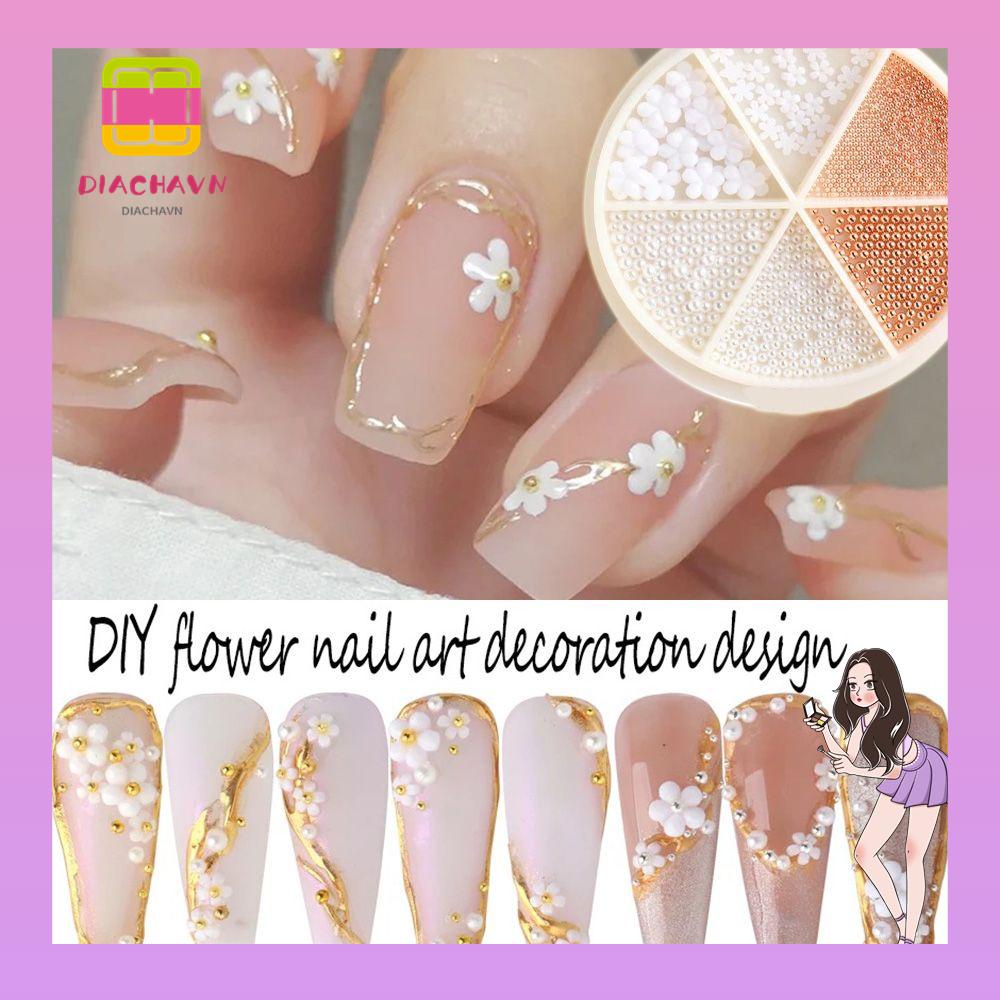 Khay 6 Ngăn / Khay Đựng Hạt / Bông Hoa Bằng Thép Acrylic Trang Trí Móng Tay