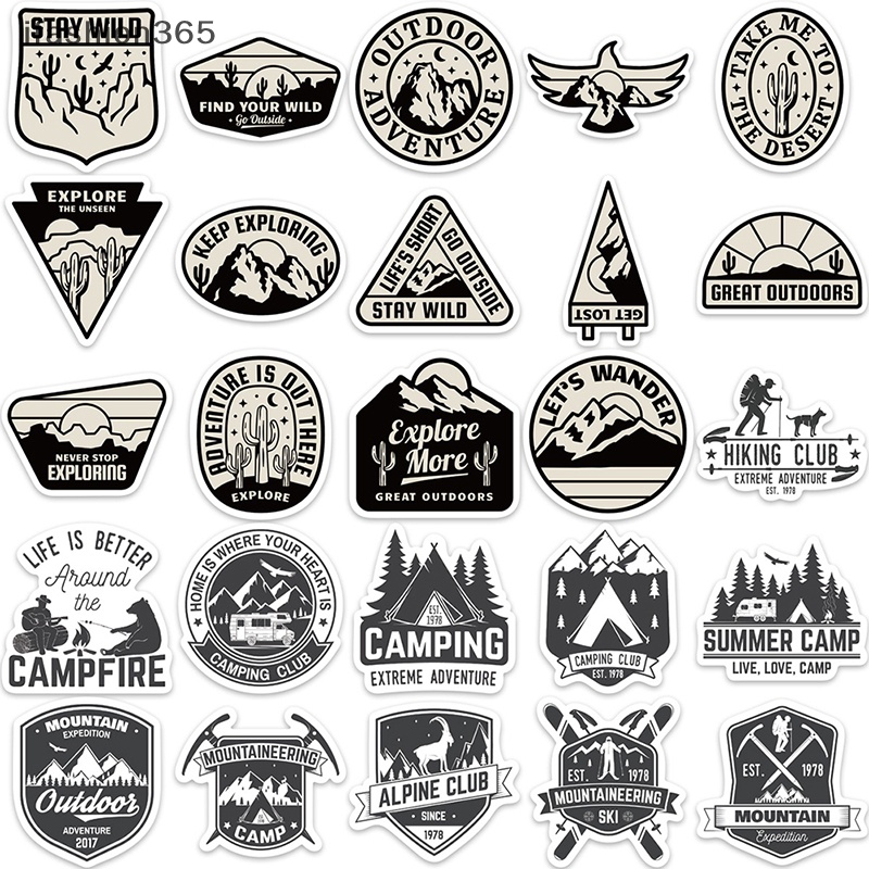 Set 56 Nhãn Dán Graffiti Màu Trắng Đen Trang Trí Xe Hơi / Vali / Laptop DIY ifashion365