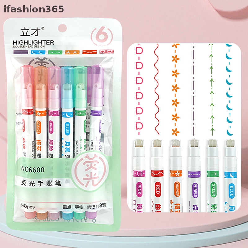 Set 6 Bút Đánh Dấu Dạng Lăn Nhiều Hình Dạng Màu Sắc Thời Trang ifashion365