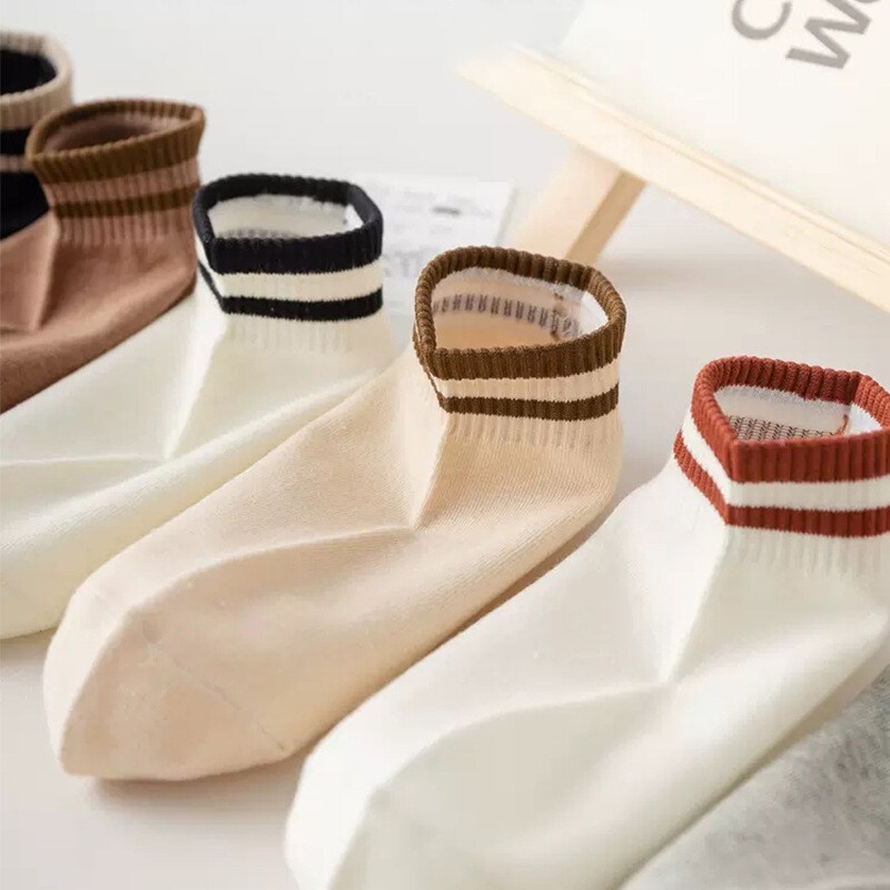 Set 5 Đôi Tất Cotton Mềm Mại In Hình Mặt Cười Phối Màu Thời Trang Cho Nam Nữ