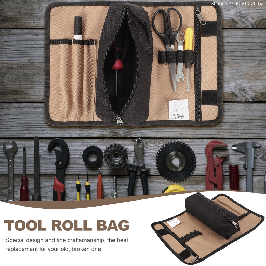 Túi Canvas Đựng Dụng Cụ Đa Năng Có Khóa Kéo Giá Đỡ