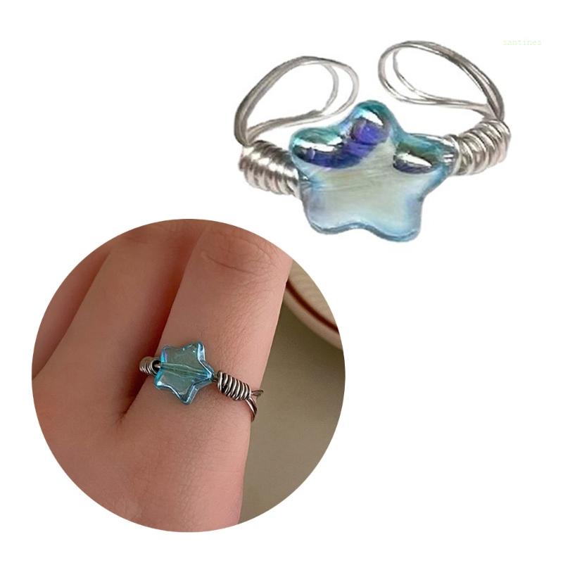 Nhẫn Đính Hôn Có Thể Điều Chỉnh Đính Đá Pha Lê Xanh Dương