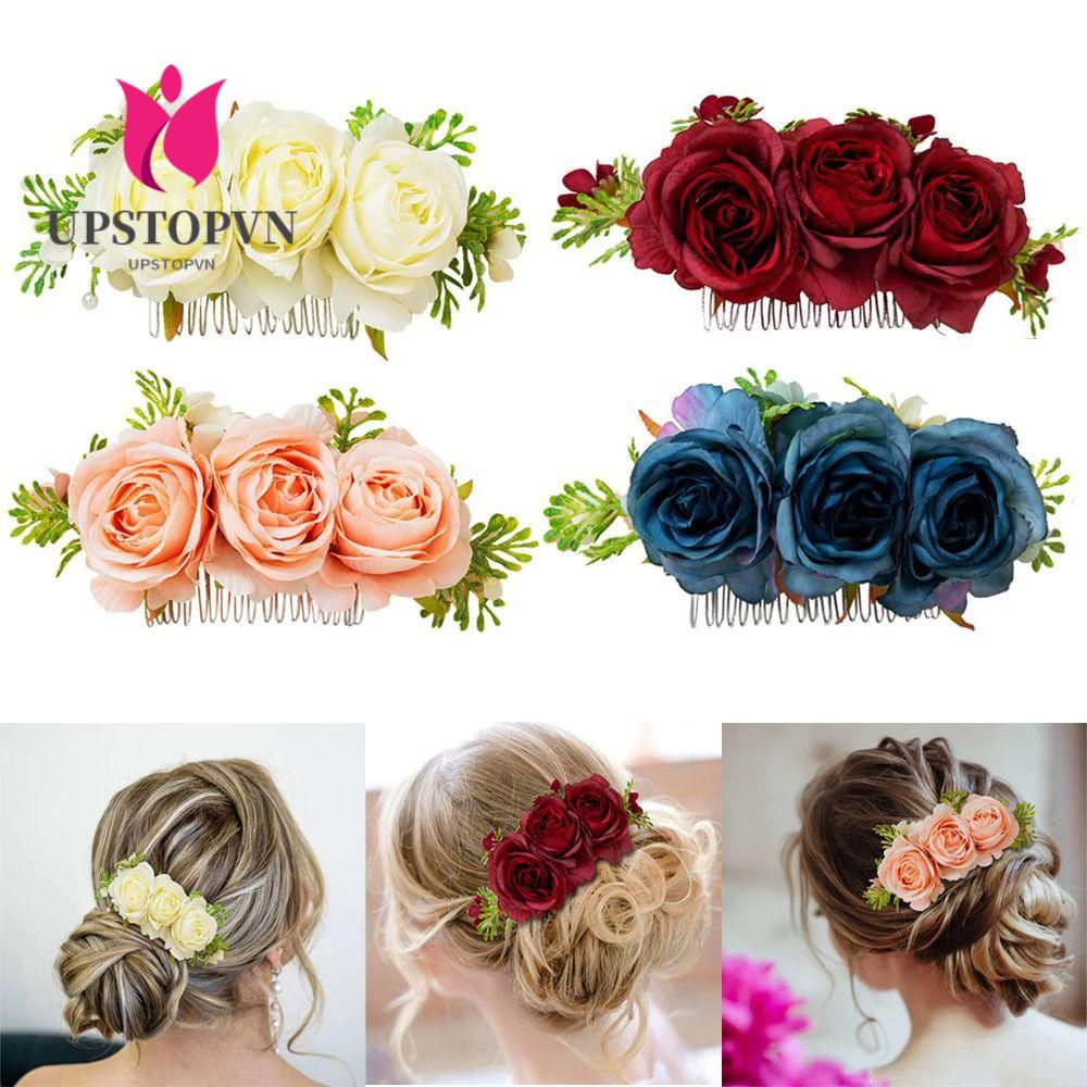 Lược Cài Tóc Đính Hoa Sang Trọng Cho Cô Dâu|Phụ Kiện Trang Trí Tóc Xinh Xắn Chất Lượng