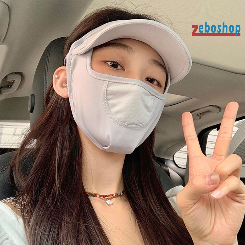 Zeboshop Mũ Chống Nắng Mùa Hè Thoáng Khí Màu Trơn Có Dây Buộc Có Thể Điều Chỉnh Bảo Vệ Khuôn Mặt Cho Nữ